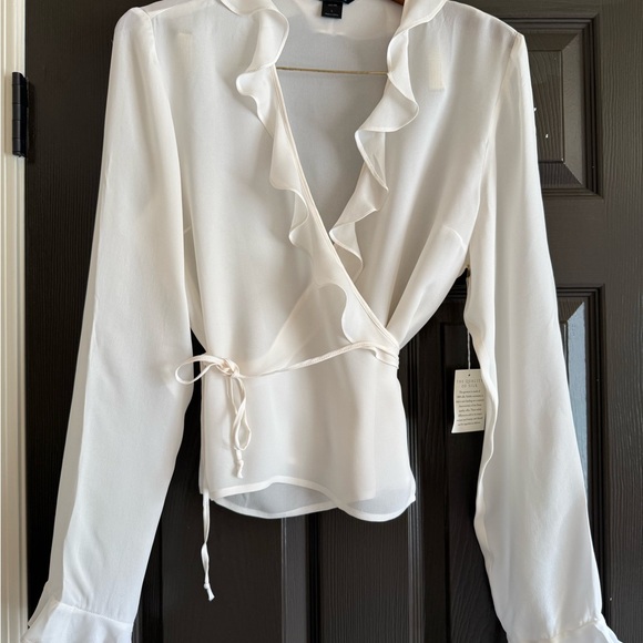 Moda International Ivory Ruffle Wrap Blouse - Picture 11 of 11